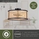 preview thumbnail 4 of 12, Berens 15.5-in W Matte Black Modern Farmhouse Drum Semi Flush Mount Ceiling Light with Rattan Cane Shade