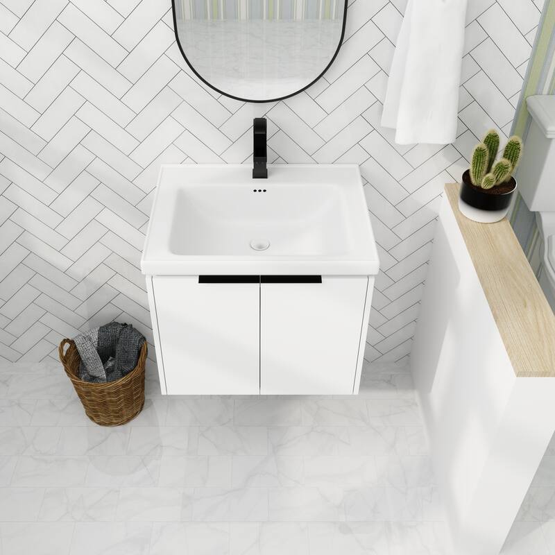 ARTCHIRLY 24/36/48/60/72/84 Inch Bathroom Vanity with Sink, Floating Bathroom Vanity with Soft Close Door and Shelf