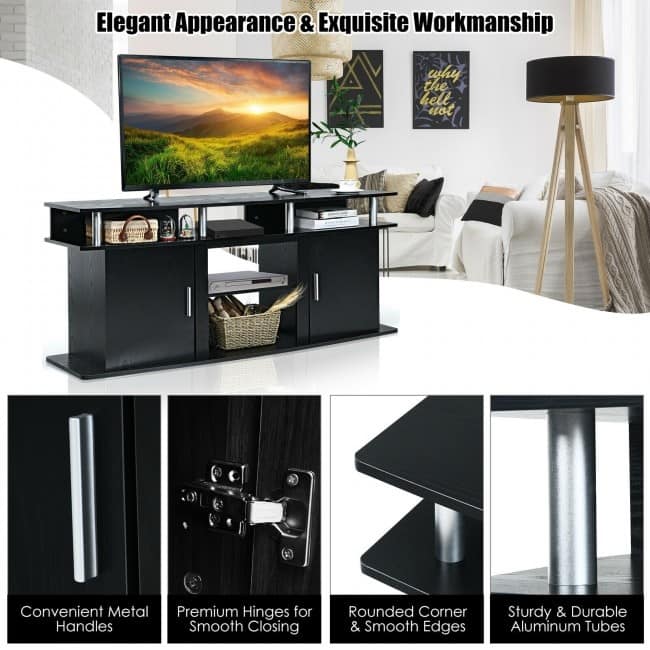 63" TV Entertainment Console Center with 2 Cabinets - 63" x 18" x 26" (L x W x H)