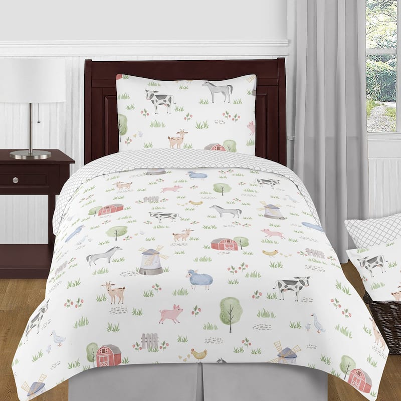 Farm Animals Collection 84-inch Window Treatment Curtain Panel Pair - Watercolor Farmhouse Horse Cow Sheep Pig