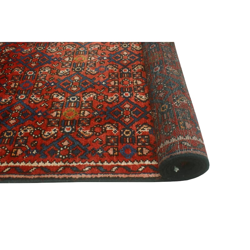 Fine Vintage Distressed Achehbou Red/Navy Runner - 2'3" x 11'6"