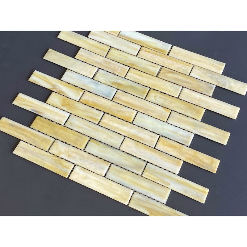1 x 4 Brick Iridescent Glass Mosaic Wall Tiles