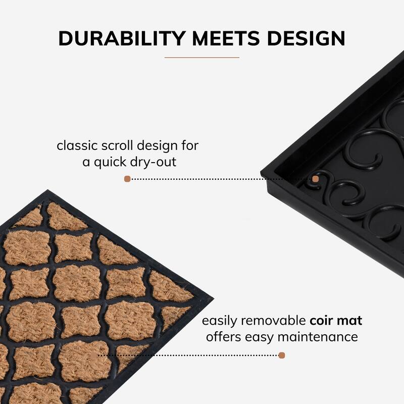 Jani Natural & Recycled Rubber Boot Tray with Trellis Coir and Rubber Insert