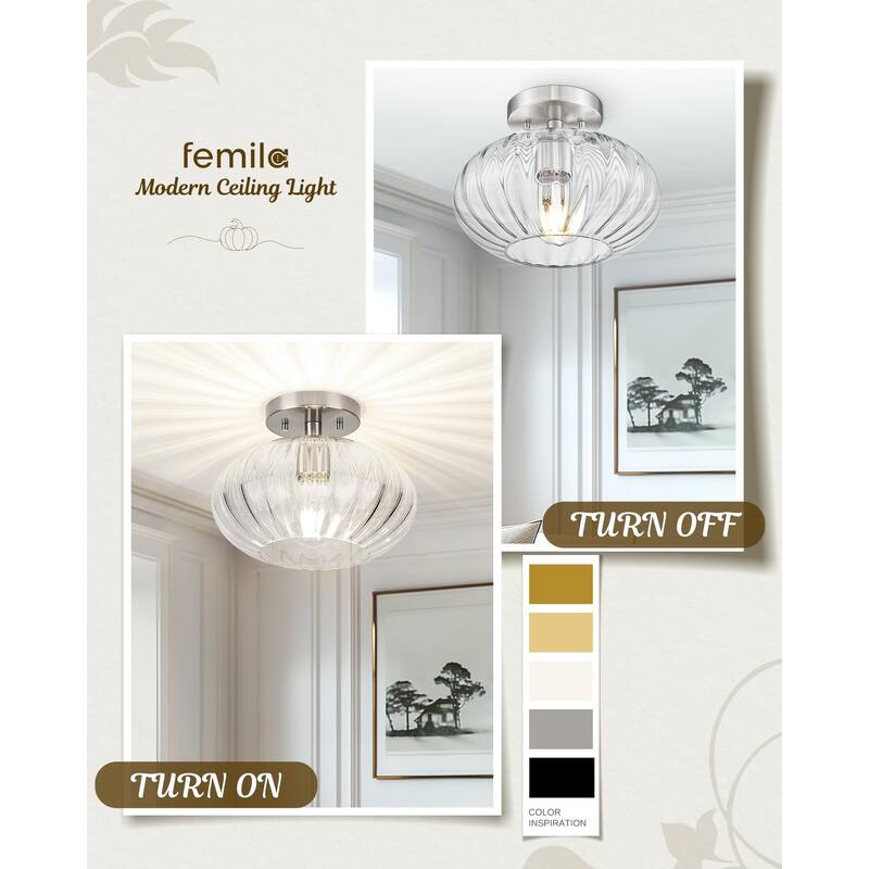 10.3" Dome Glass Flush Mount Modern Ceiling Light