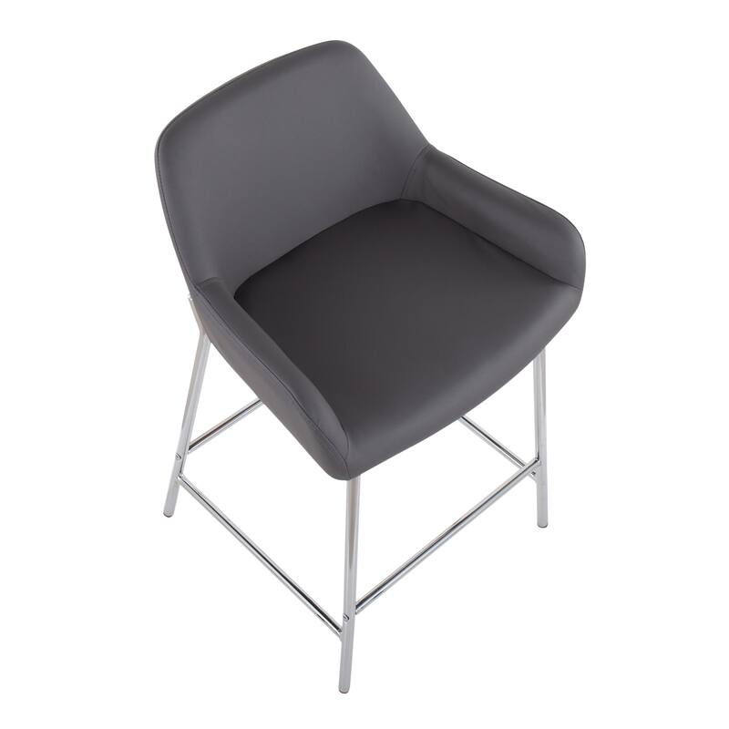 Silver Orchid Galotti Chrome Fixed-Height Upholstered Counter Stool - Set of 2