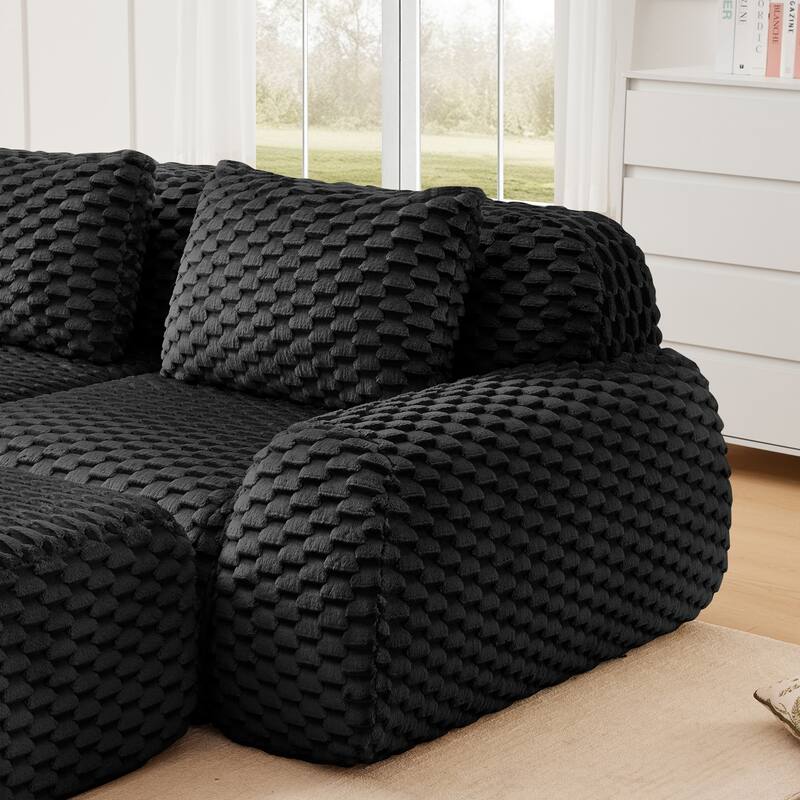 Roomfitters 82" Modular L-Shape Flannelette Sectional, No Assembly Boneless Cloud Sofa