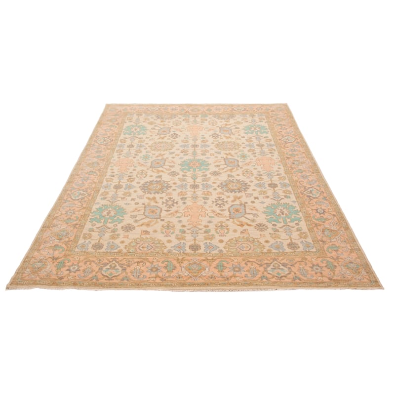 ECARPETGALLERY Hand-knotted Modern Oushak Ivory Wool Rug - 9' 2" x 12' 5"