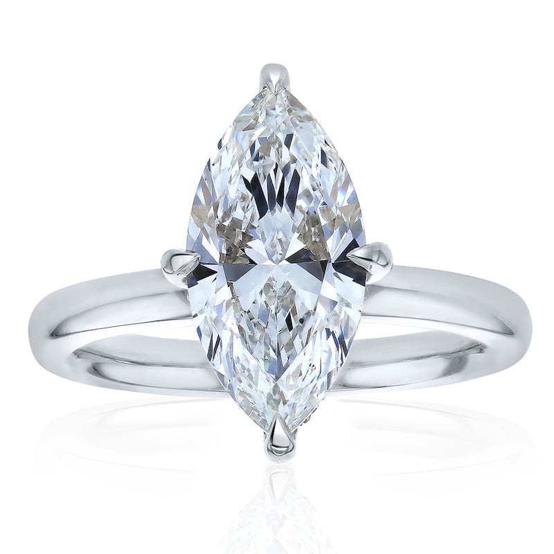 Kobelli 3.12 Carats Diamond Solid Platinum Marquise Brilliant Drape Halo Quinn Ring (EF/VS, Certified)