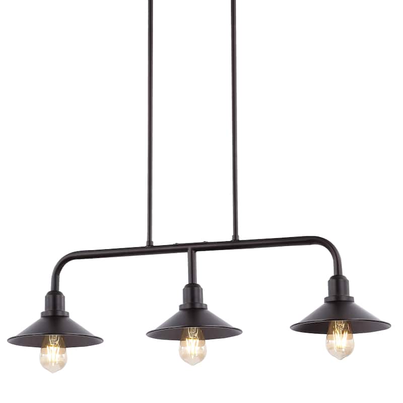 Cade 34.25" 3-Light Metal Farmhouse Industrial LED Pendant, Oil Rubbed Bronze by JONATHAN Y - 34.25" - Oil Rubbed Bronze