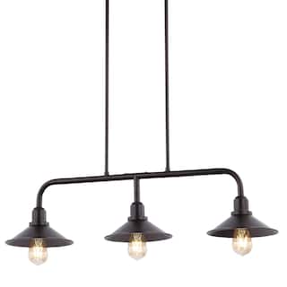 JONATHAN Y Cade 34.25" 3-Light Metal Farmhouse Industrial LED Pendant, Oil Rubbed Bronze