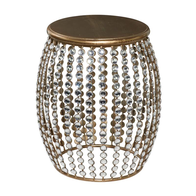 Metal Open Frame Accent Table with Crystal Embellishments - Gold or Black