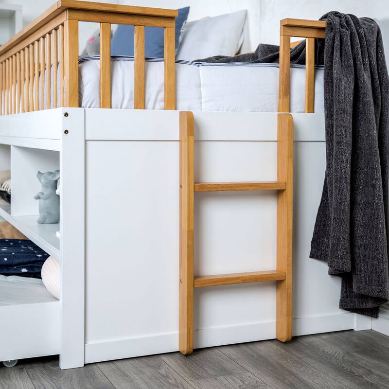 Furniture of America Orville Twin Captain Bed with Trundle and Open Storage Bookcase