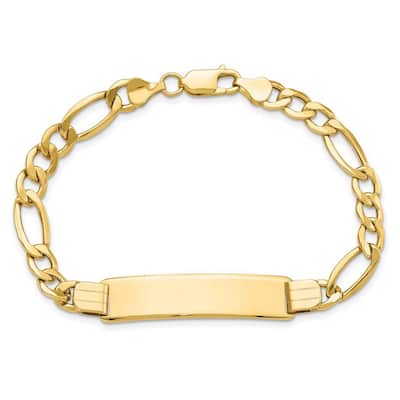 Curata 10.34mm 10k Yellow Gold Engravable Semi solid Figaro Link ID Bracelet 8 Inch