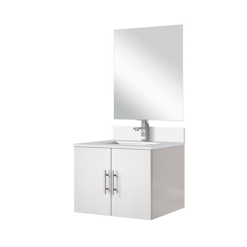 Geneva Bath Vanity with Cultured Marble Top, Sink, Faucet & Mirror