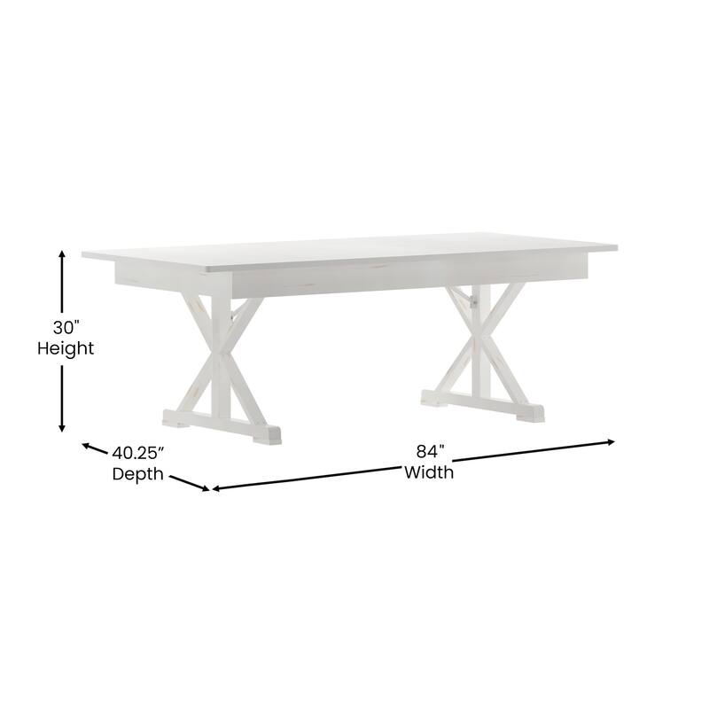 Flash Furniture FFIF37705 Kira 84" Wide Pine Wood Dining Table with X