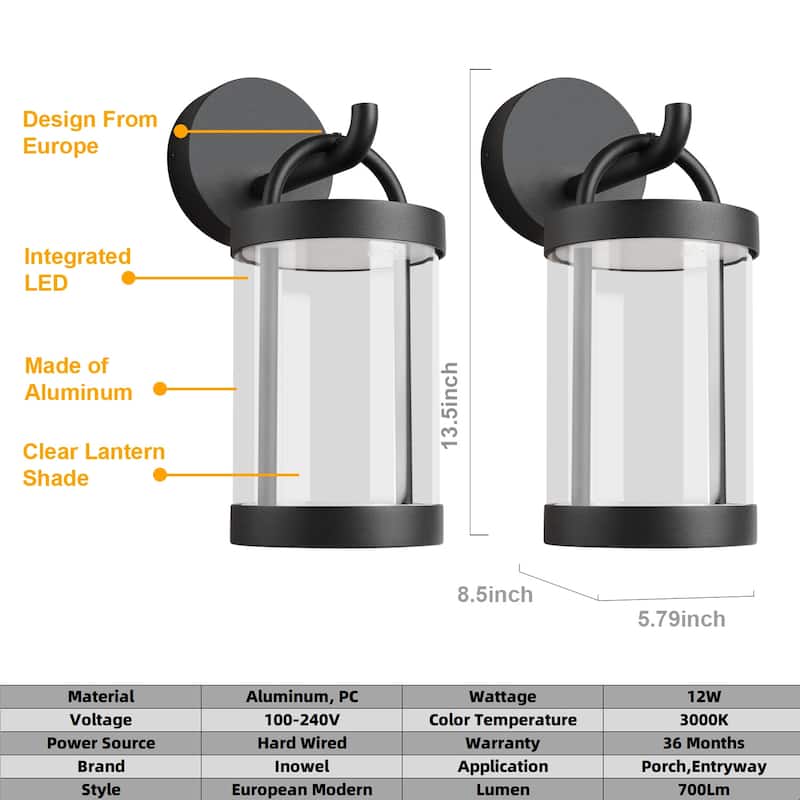 Lights Outdoor Wall Sconce Lantern Exterior IP65 Waterproof LED Wall Light Classic Wall Lamp Round Lighting