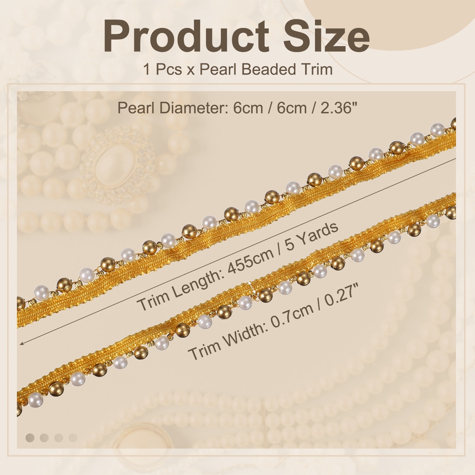 Faux Pearl Lace Ribbon, Pearl Fringe Applique Beaded Trim Bridal Embellishments for Sewing Wedding Party Dress Fabric DIY