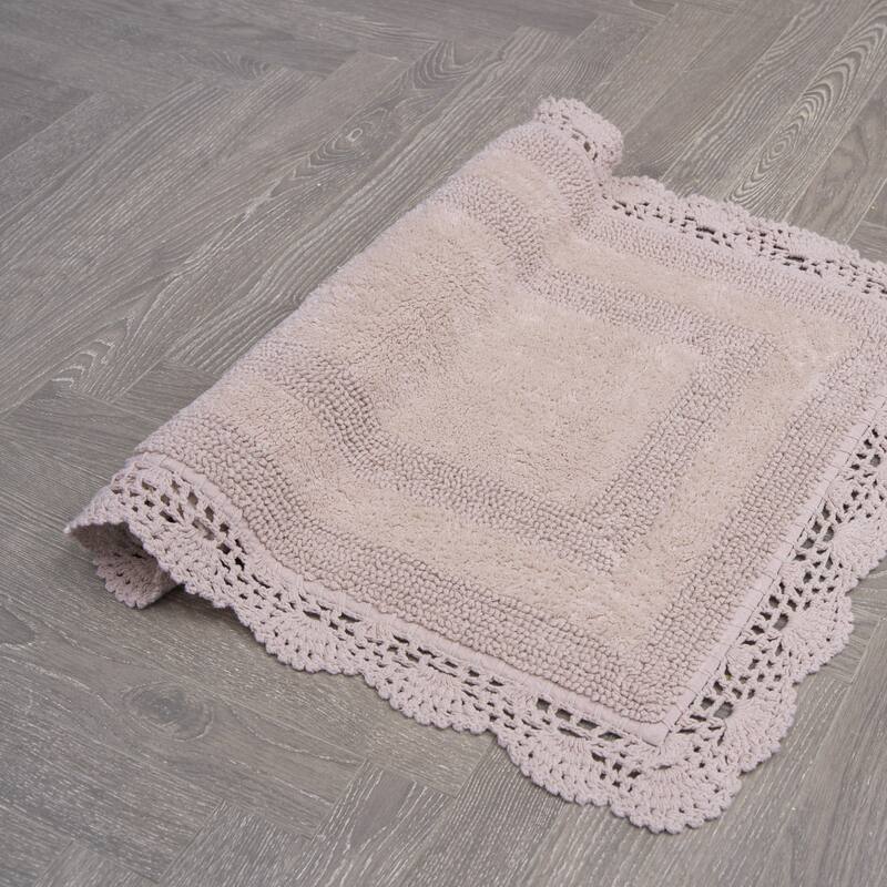 Laura Ashley Reversible Cotton Crochet Bath Rug