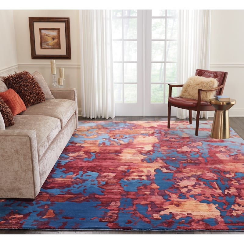Nourison Hand-tufted Prismatic Modern Abstract Area Rug - 9' 9" x 13' 9" - Blue - Rectangle