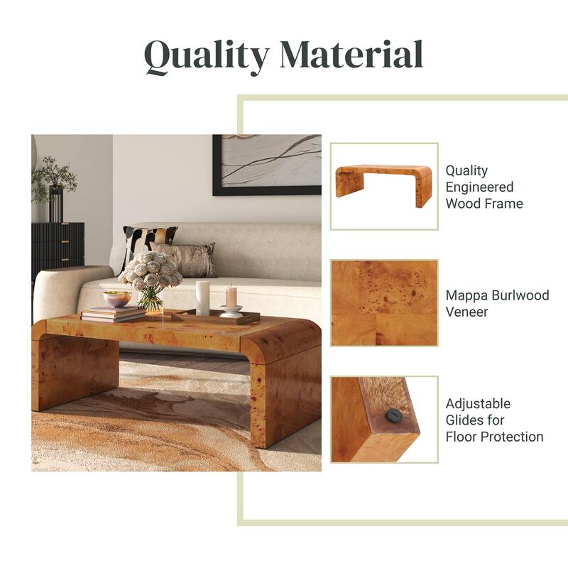 NPD Furniture Adriel Burl Wood Coffee Table