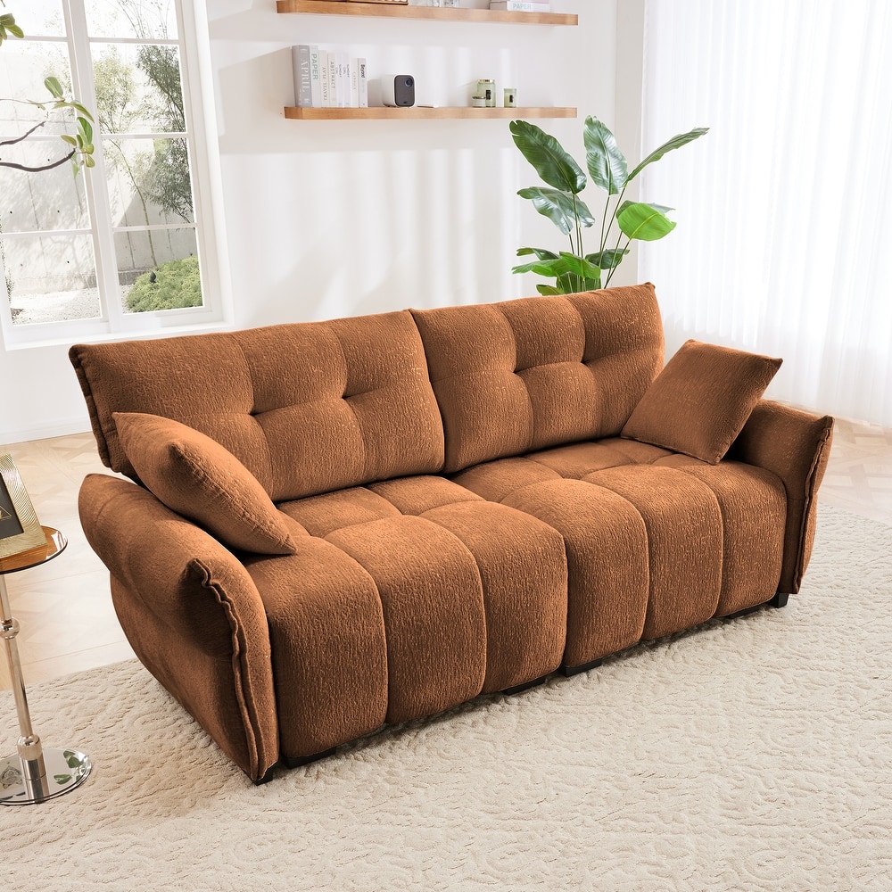 78.7" Chenille Fabric Leisure Couch Upholstered 2 Seaters Flared Arms Sofa, Modern Tufted Loveseats for Lving Room, Apartment