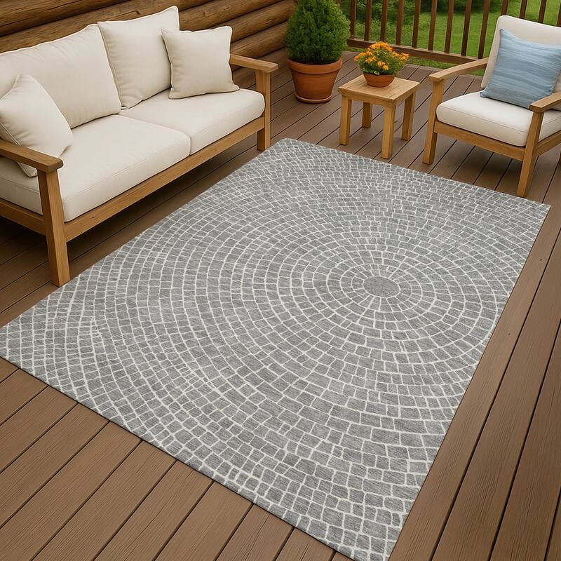 Machine Washable Indoor/ Outdoor Modern Gravity Chantille Rug - Gray - 3' x 5'