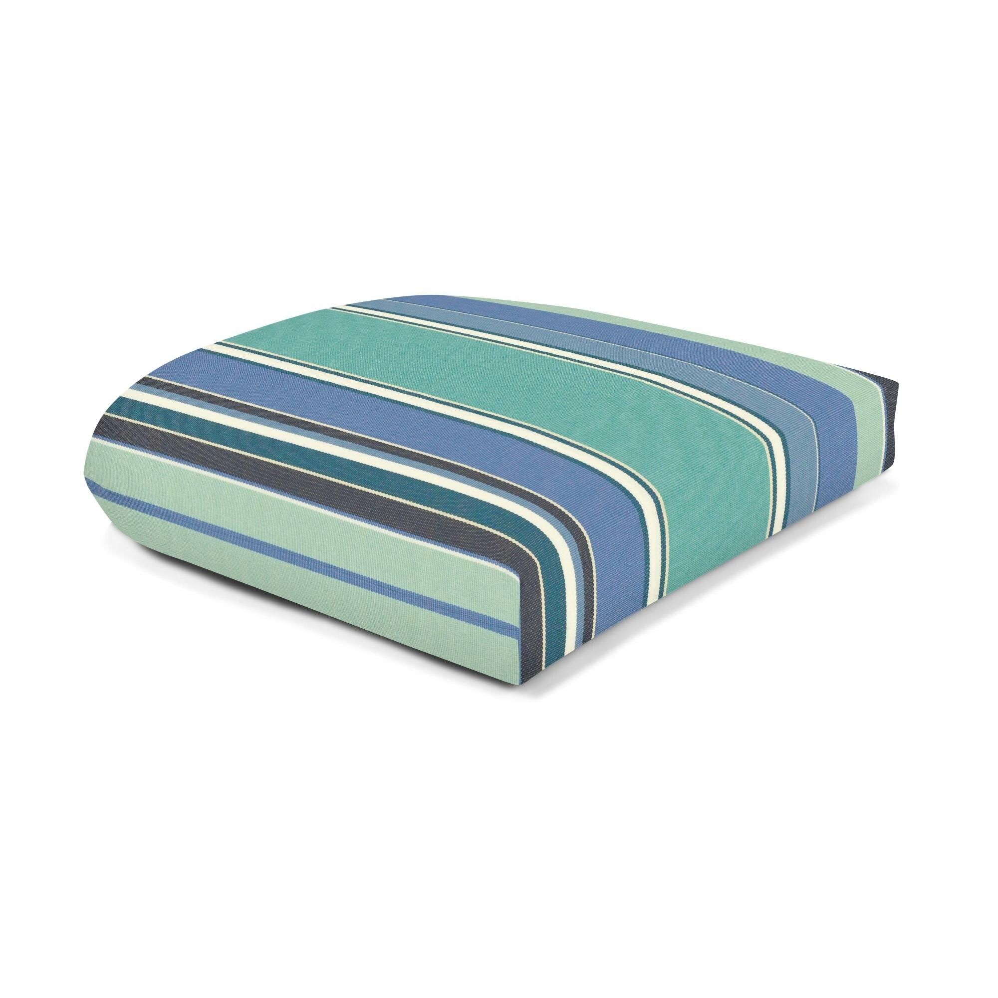 Sunbrella Stripe Fabric 1-Piece Indoor/Outdoor Wicker Seat Pad, 18"W x 18"L