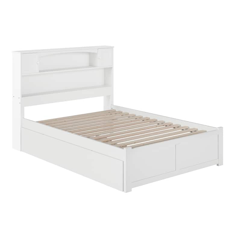 AFI Newport Full Size Platform Bed with Footboard & Twin Trundle in White