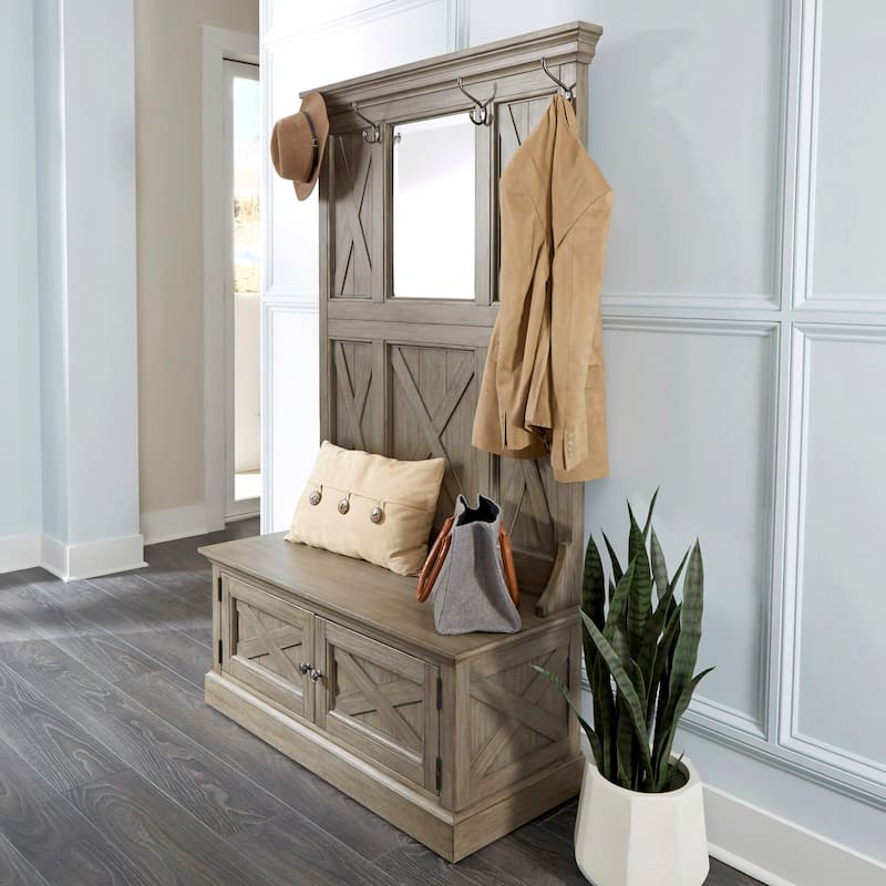 Mountain Lodge Gray Wood Hall Tree - 45" x 74" x 19"