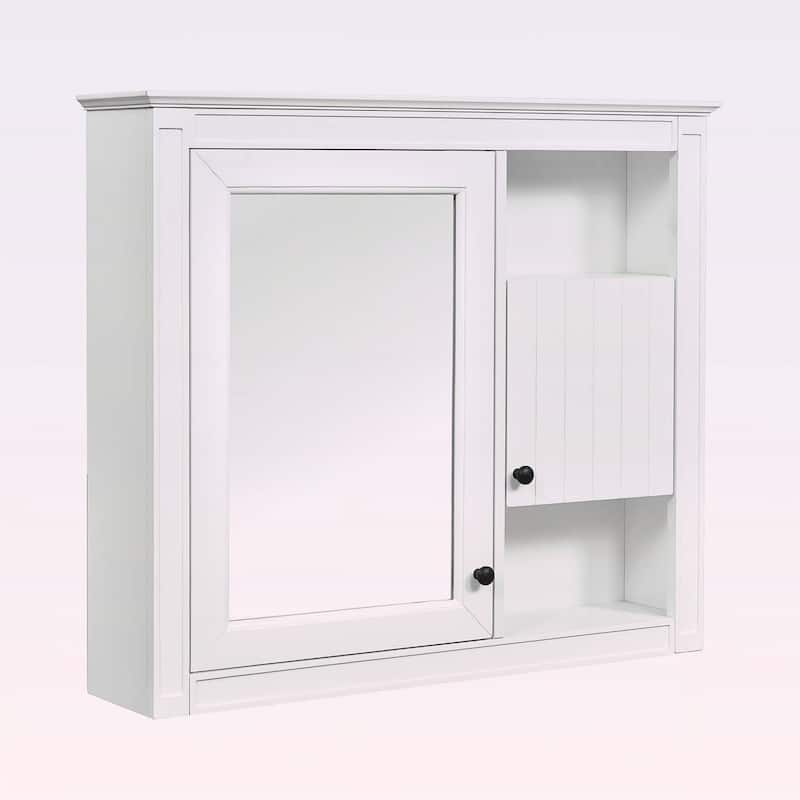 32'' Wall-Mounted Bathroom Cabinet with Mirror and 3 Adjustable Shelves,Ideal for Space-Saving Storage and Modern Aesthetics