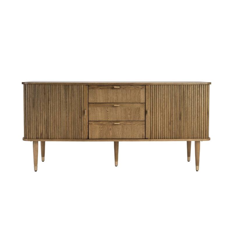 Studio London Walnut Wood Sideboard with 3 Drawer Mid Century Modern