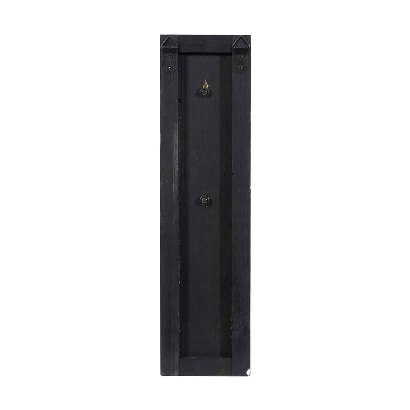 Brown Wood Wall Sconce with Suspended Black Metal and Glass Holder - 6 x 6 x 23