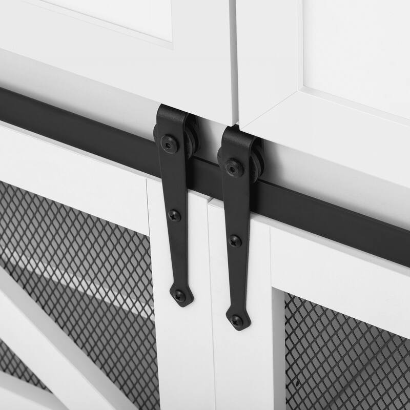 Sliding Barn Door Sideboard Buffet Cabinet with 3 Drawers, Adjustable Shelves