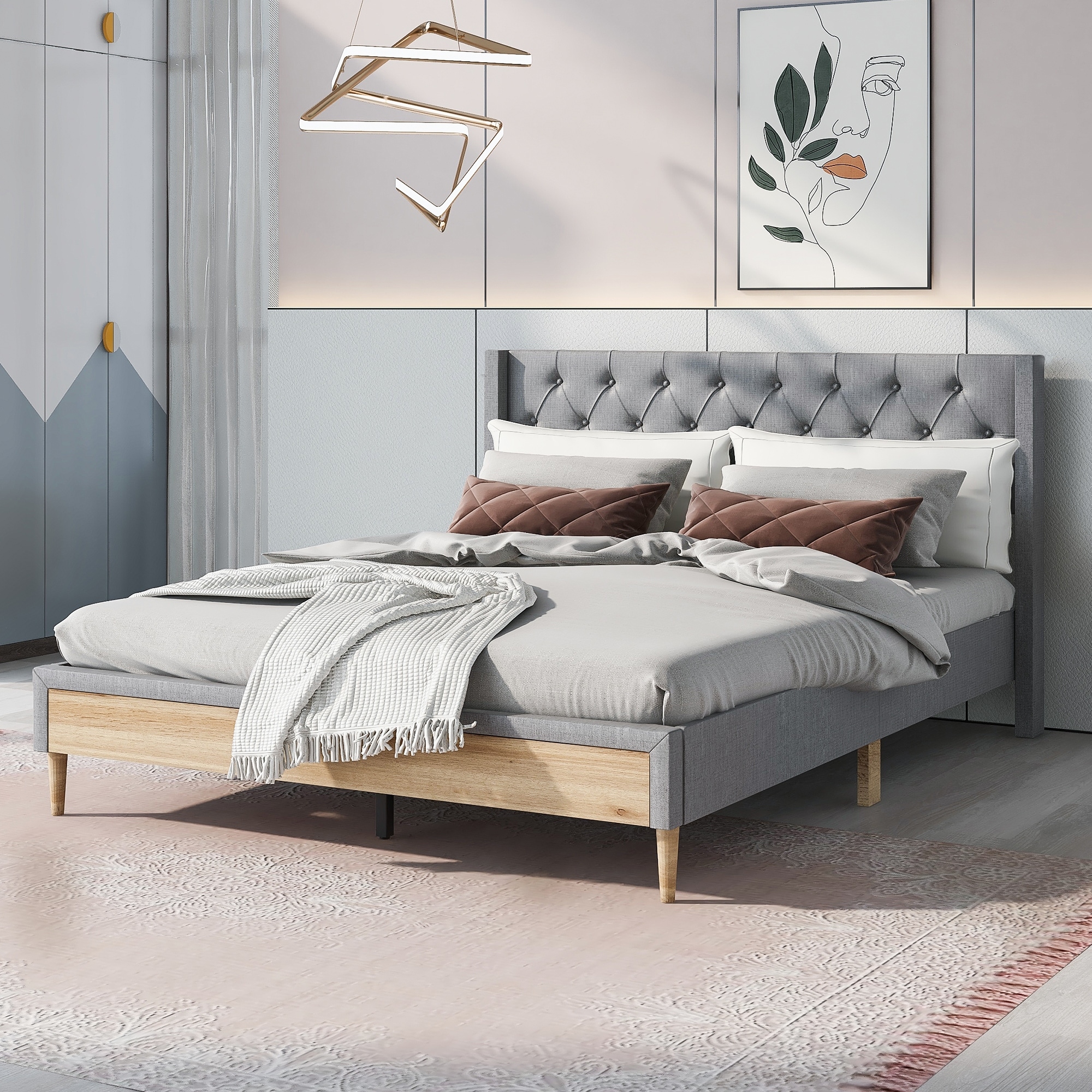 Wooden bed shop frame no legs