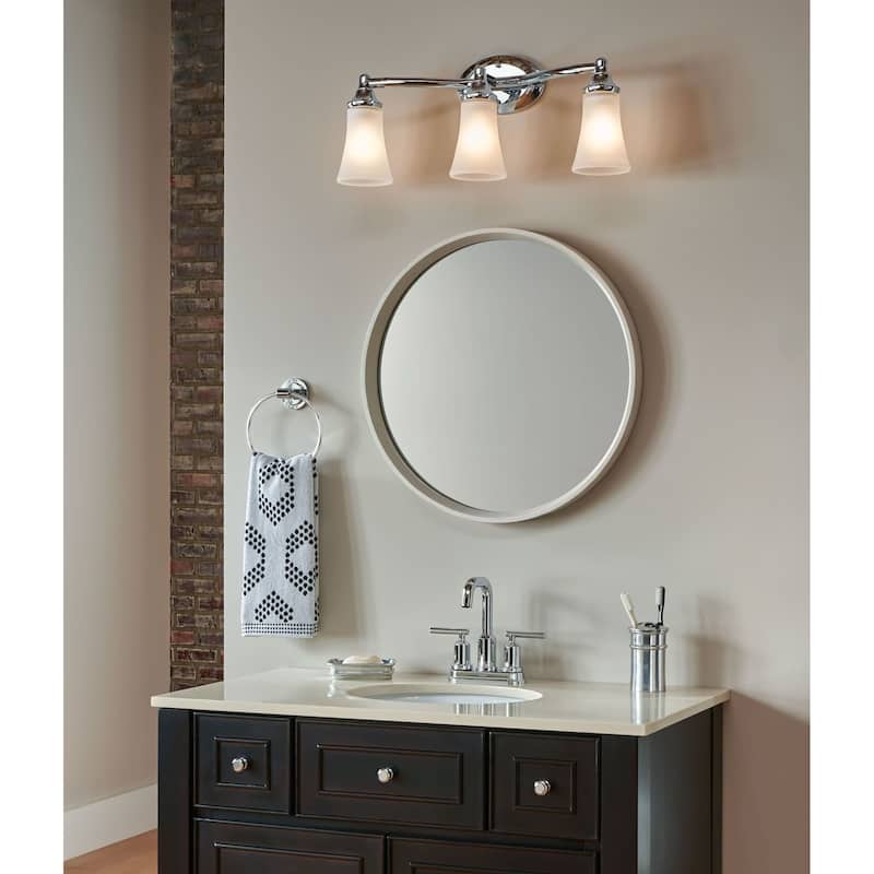 Moen 3 Light Bathroom Sconce with Frosted Shades from the Eva