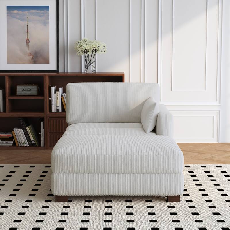 Modern 43'' Corduroy Comfy Sectional Chaise Lounge with Pillow