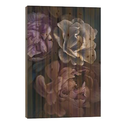 Purple Peony Print On Wood by Juliana Loomer - Multi-Color