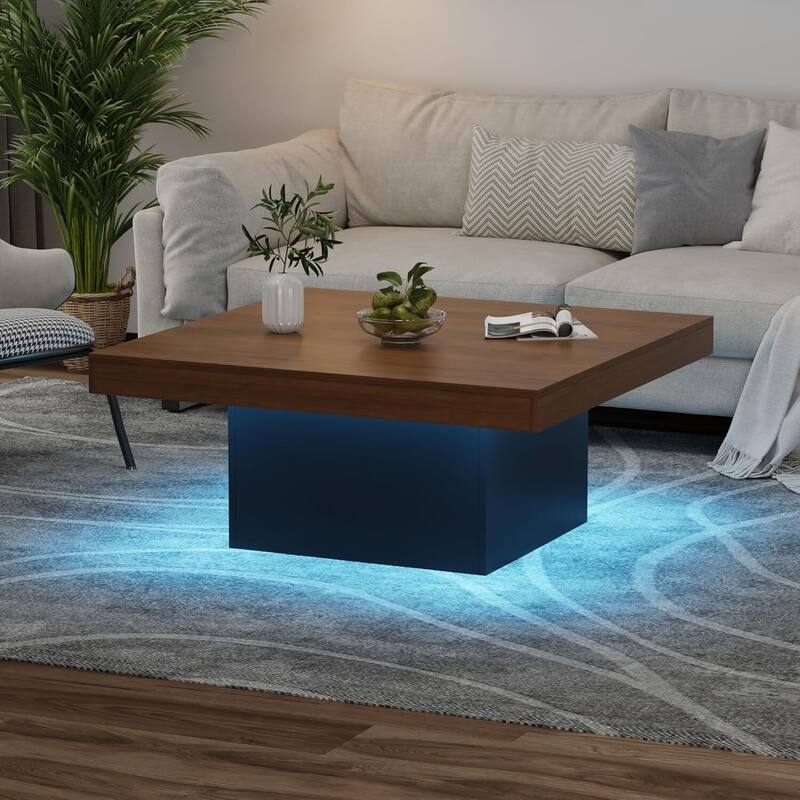 35 inch Coffee Table with Led Lights for Home Office, Apartment - N/A