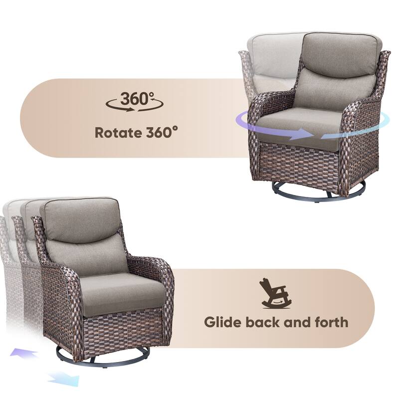 Outdoor Gliders Swivel Chairs Patio Chairs with 5-Inch Thick Cushions