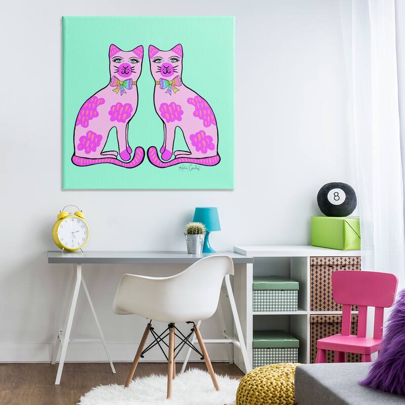 Stupell Mirrored Purple Cats Canvas Wall Art Design By Katie Conley