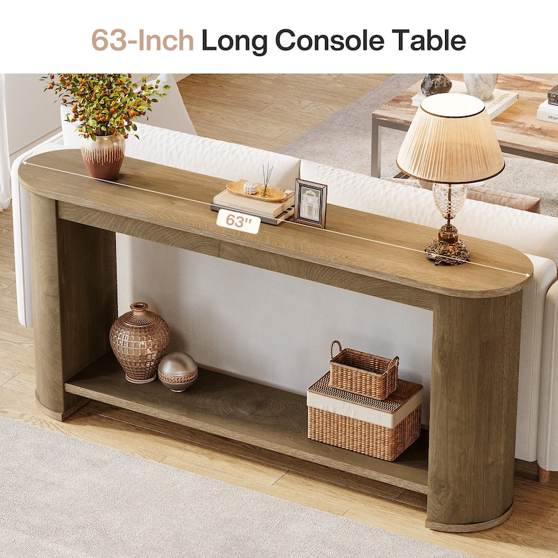 63" Console Sofa Table with Storage for Living Room/ Entryway/ Hallway - 13.8" D x 63" W x 31.5" H