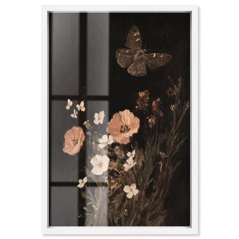 Poppy and Moth I Shadowbox by Art Remedy - White - 20" x 30"