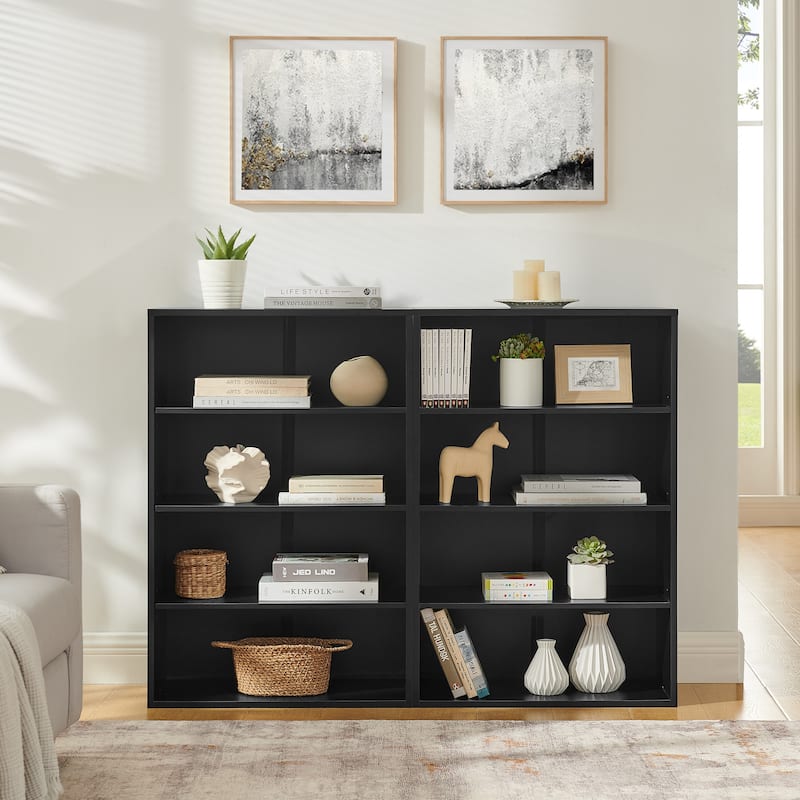 Modular 8-Tier Storage Cabinet –Convertible Bookcase with Adjustable Shelves, Dual-Layer Design Separates into Two 4-Layer Units