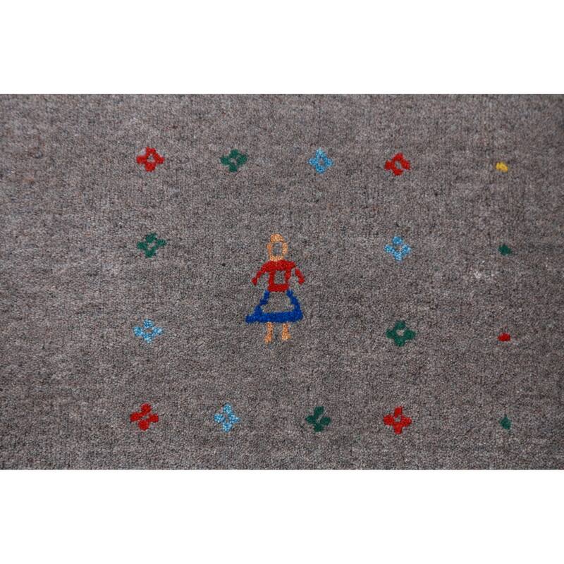 Hand Knotted Oriental 100% Wool Carpet Tribal Tribal Greys & Charcoal Gabbeh Area Rug - 12' 3'' X 8' 11''