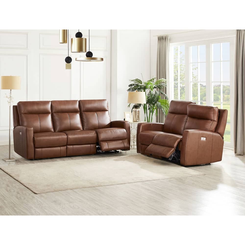 Hydeline Vienna Zero Gravity Power Recline and Headrest Top Grain Leather Sofa and Loveseat - Sofa, Loveseat