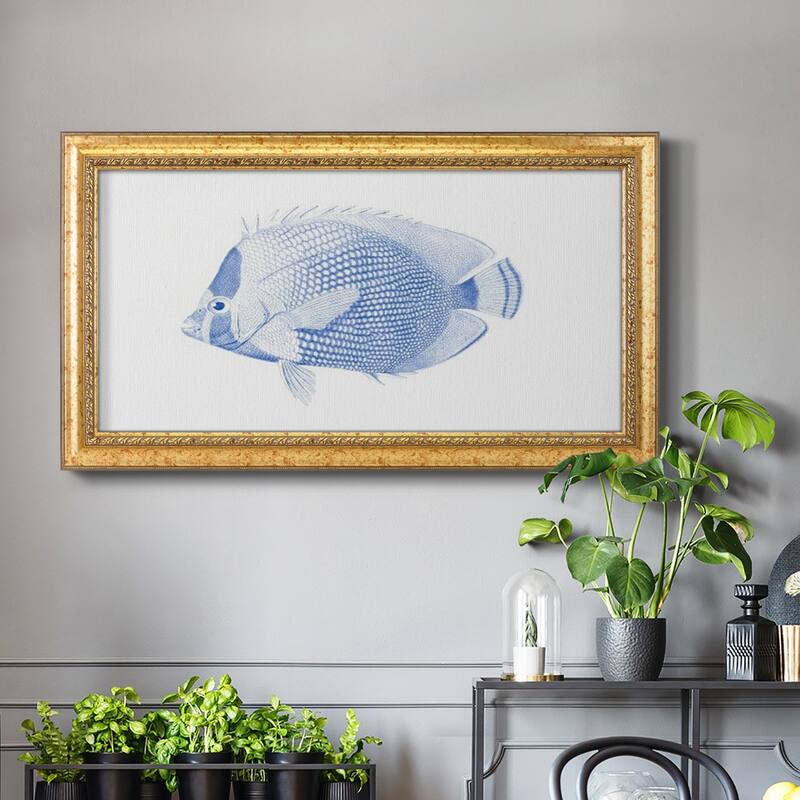 Blue & White Tropical Fish VI Premium Framed Canvas- Ready to Hang