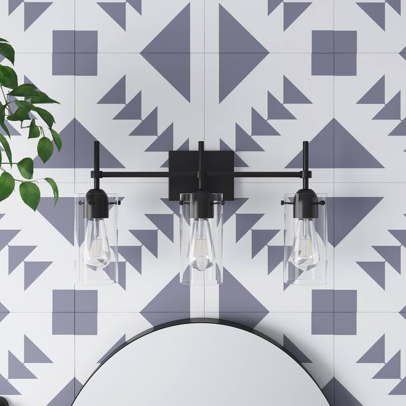 Modern Cylinder Clear Glass Shade Bathroom Vanity Light