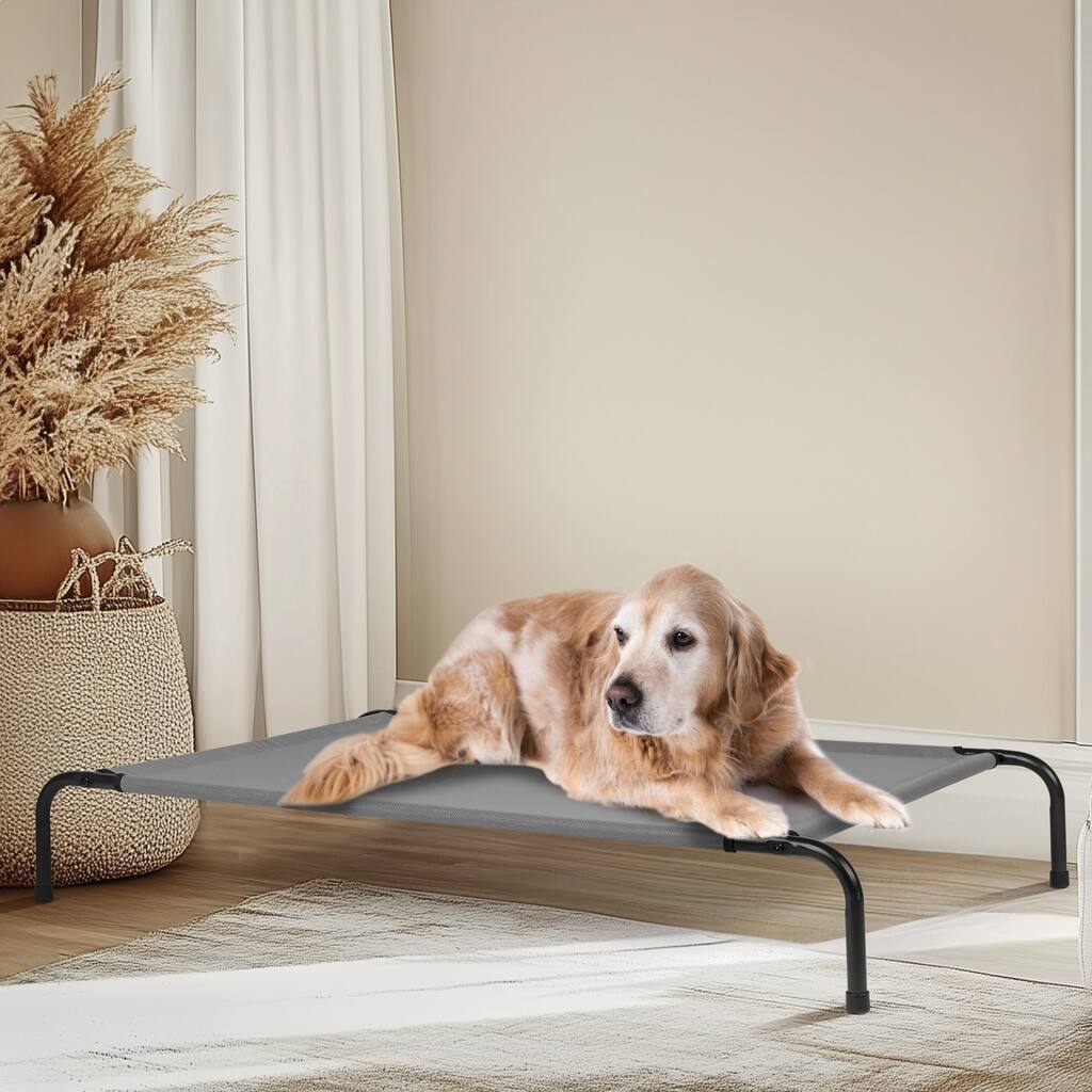 Loght Grey Large Elevated Dog Bed Perfect for Indoor and Outdoor - 50"D x 31"W x 8"H