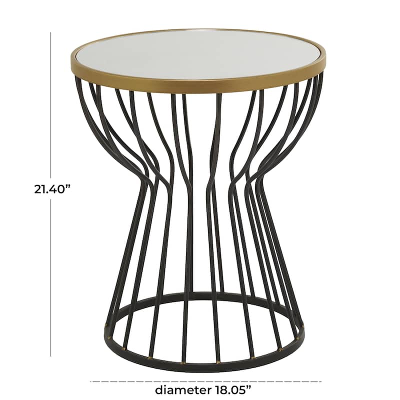 Metal Accent Table with Mirrored Glass Top - Black - Roche River Decor