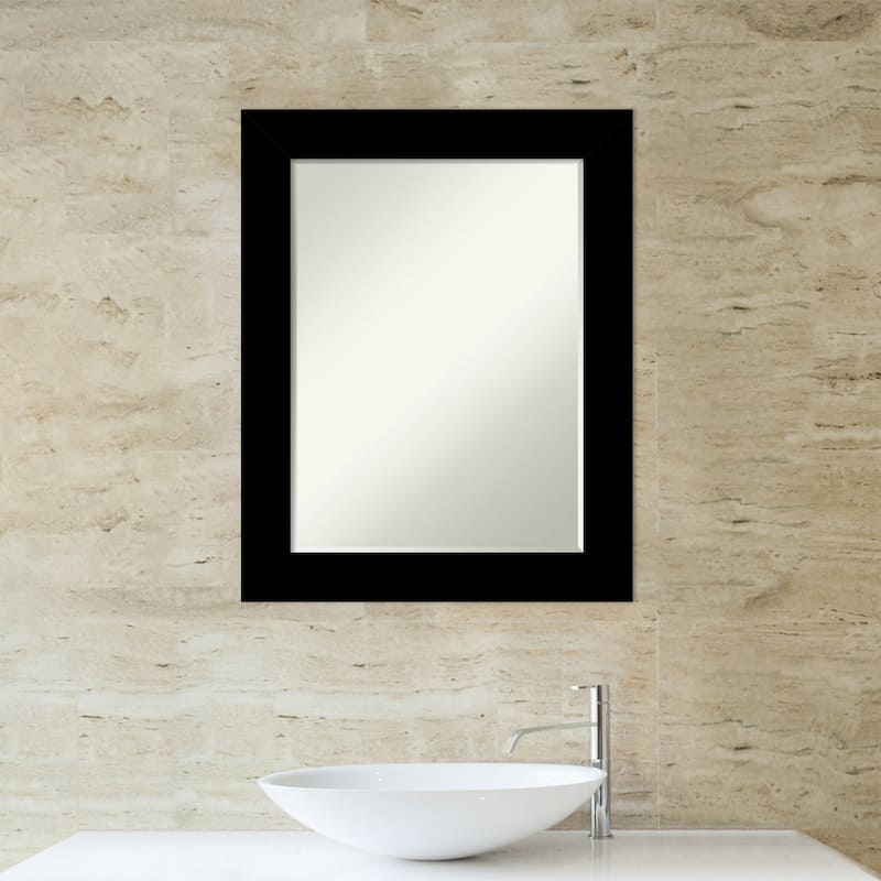 Basic Half-Inch-Bevel Wood Framed Bathroom Vanity Wall Mirror - Glass Size 18x24